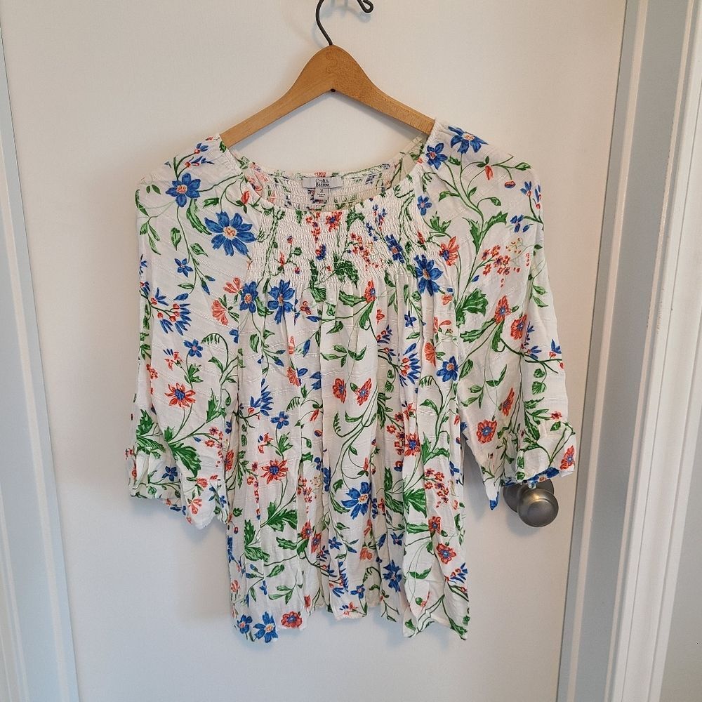 Croft & Barrow Women's Top Size XL Floral Flowy Bell Sleeve